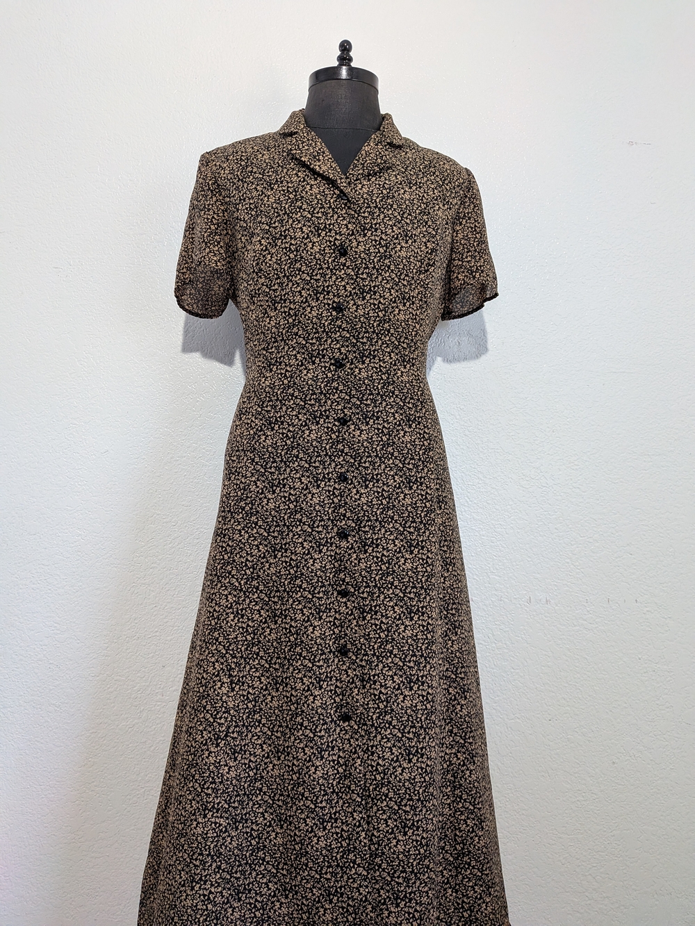 Leslie Fay Brown Floral Button-Front Maxi Dress Size 18